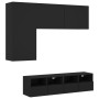 Wall-mounted TV furniture, 4-piece set, engineered wood, black by , TV Furniture - Ref: Foro24-3216533, Price: 167,33 €, Disc...