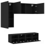 Muebles de TV de pared 4 piezas madera de ingeniería negro de , Muebles TV - Ref: Foro24-3216533, Precio: 171,63 €, Descuento: %