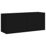 Muebles de TV de pared 4 piezas madera de ingeniería negro de , Muebles TV - Ref: Foro24-3216533, Precio: 171,63 €, Descuento: %