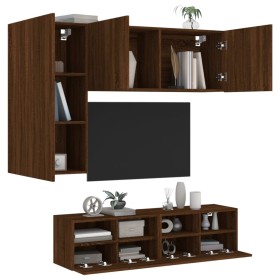 Wall-mounted TV furniture set, 5 pieces, engineered wood, brown oak. by , TV Furniture - Ref: Foro24-3216538, Price: 178,99 €...