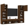 Muebles TV pared con LED 5 pzas madera ingeniería marrón roble de , Muebles TV - Ref: Foro24-3216696, Precio: 218,43 €, Descu...