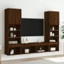 TV wall unit with LED lights, 5 pieces, engineered wood, brown oak. by , TV Furniture - Ref: Foro24-3216696, Price: 218,43 €,...