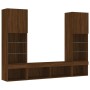 TV wall unit with LED lights, 5 pieces, engineered wood, brown oak. by , TV Furniture - Ref: Foro24-3216696, Price: 218,43 €,...