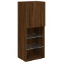 TV wall unit with LED lights, 5 pieces, engineered wood, brown oak. by , TV Furniture - Ref: Foro24-3216696, Price: 218,43 €,...