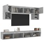 TV wall unit with LED lights, 6 pieces, engineered wood, gray concrete. by , TV Furniture - Ref: Foro24-3216707, Price: 213,3...