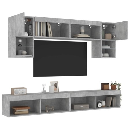 Wand-TV-Möbel mit LED 6 Stk. Holzwerkstoff betongrau von , TV-Möbel - Ref: Foro24-3216707, Preis: 213,99 €, Rabatt: %