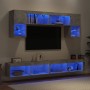 TV wall unit with LED lights, 6 pieces, engineered wood, gray concrete. by , TV Furniture - Ref: Foro24-3216707, Price: 213,3...