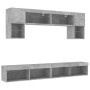 TV wall unit with LED lights, 6 pieces, engineered wood, gray concrete. by , TV Furniture - Ref: Foro24-3216707, Price: 213,3...