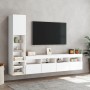 Wall-mounted TV furniture with LED, 4 pieces, engineered wood, white. by , TV Furniture - Ref: Foro24-3216711, Price: 201,27 ...