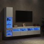 Wall-mounted TV furniture with LED, 4 pieces, engineered wood, white. by , TV Furniture - Ref: Foro24-3216711, Price: 201,27 ...