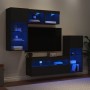 Muebles de TV de pared con LED 5 pzas madera ingeniería negro de , Muebles TV - Ref: Foro24-3216726, Precio: 268,38 €, Descue...