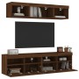 Muebles TV pared con LED 5 pzas madera ingeniería marrón roble de , Muebles TV - Ref: Foro24-3216724, Precio: 186,35 €, Descu...