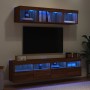 TV wall unit with LED lights, 5 pieces, engineered wood, brown oak. by , TV Furniture - Ref: Foro24-3216724, Price: 186,57 €,...