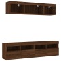 TV wall unit with LED lights, 5 pieces, engineered wood, brown oak. by , TV Furniture - Ref: Foro24-3216724, Price: 186,57 €,...