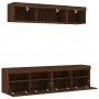 TV wall unit with LED lights, 5 pieces, engineered wood, brown oak. by , TV Furniture - Ref: Foro24-3216724, Price: 186,57 €,...