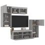 Muebles TV pared con LED 5 pzas madera ingeniería gris Sonoma de , Muebles TV - Ref: Foro24-3216730, Precio: 257,40 €, Descue...