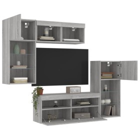 TV-Wandmöbel mit LED, 5-teilig, Holzwerkstoff, grau Sonoma von , TV-Möbel - Ref: Foro24-3216730, Preis: 257,99 €, Rabatt: %