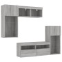 Muebles TV pared con LED 5 pzas madera ingeniería gris Sonoma de , Muebles TV - Ref: Foro24-3216730, Precio: 257,99 €, Descue...