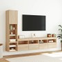 TV wall unit with LED lights, 4 pieces, engineered wood in Sonoma oak. by , TV Furniture - Ref: Foro24-3216713, Price: 184,36...