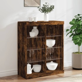 Sideboard with smoked oak LED lights 81x37x100 cm by , Sideboards - Ref: Foro24-836718, Price: 85,99 €, Discount: %