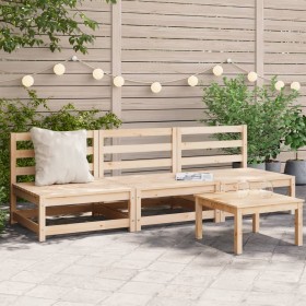 Garden sofas without armrests 3 units pine wood 70x70x67 cm by , Modular outdoor sofas - Ref: Foro24-837928, Price: 111,67 €,...