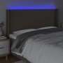 Cabecero con LED de tela gris taupe 183x16x118/128 cm