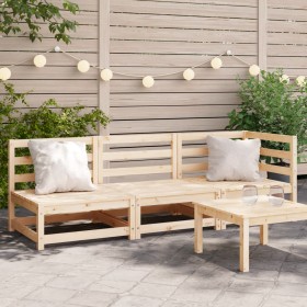 Solid pine wood 3-seater garden sofa by , Modular outdoor sofas - Ref: Foro24-837949, Price: 156,99 €, Discount: %