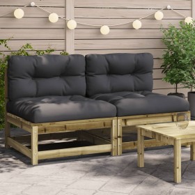 Garden sofas without armrests with 2 pine wood cushions by , Modular outdoor sofas - Ref: Foro24-838092, Price: 187,99 €, Dis...