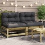 Garden sofas without armrests with 2 pine wood cushions by , Modular outdoor sofas - Ref: Foro24-838092, Price: 188,52 €, Dis...