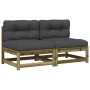 Garden sofas without armrests with 2 pine wood cushions by , Modular outdoor sofas - Ref: Foro24-838092, Price: 188,52 €, Dis...