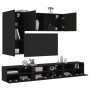 Wall-mounted TV furniture set, 5 pieces, engineered wood, black by , TV Furniture - Ref: Foro24-3216559, Price: 209,99 €, Dis...