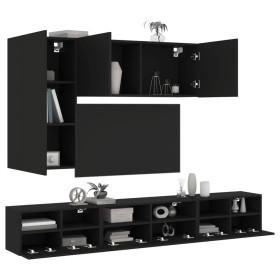 Muebles de TV de pared 5 piezas madera de ingeniería negro de , Muebles TV - Ref: Foro24-3216559, Precio: 209,99 €, Descuento: %