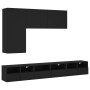 Wall-mounted TV furniture set, 5 pieces, engineered wood, black by , TV Furniture - Ref: Foro24-3216559, Price: 209,99 €, Dis...