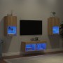 Muebles de TV de pared con luces LED 4 piezas roble Sonoma de , Muebles TV - Ref: Foro24-3216571, Precio: 117,65 €, Descuento: %