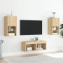 Wall-mounted TV furniture with LED lights, 4 pieces Sonoma oak by , TV Furniture - Ref: Foro24-3216571, Price: 116,61 €, Disc...