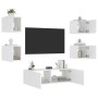 Wall-mounted TV furniture with LED lights, 5 pieces in white. by , TV Furniture - Ref: Foro24-3216860, Price: 176,99 €, Disco...