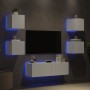 Wall-mounted TV furniture with LED lights, 5 pieces in white. by , TV Furniture - Ref: Foro24-3216860, Price: 176,99 €, Disco...