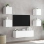 Wall-mounted TV furniture with LED lights, 5 pieces in white. by , TV Furniture - Ref: Foro24-3216860, Price: 176,99 €, Disco...