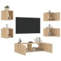 Muebles de TV de pared con luces LED 5 piezas roble Sonoma de , Muebles TV - Ref: Foro24-3216862, Precio: 160,53 €, Descuento: %