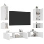 Wall-mounted TV furniture with LED lights, 6 pieces in white. by , TV Furniture - Ref: Foro24-3216888, Price: 277,44 €, Disco...