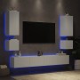 Wall-mounted TV furniture with LED lights, 6 pieces in white. by , TV Furniture - Ref: Foro24-3216888, Price: 277,44 €, Disco...