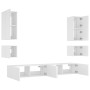 Wall-mounted TV furniture with LED lights, 6 pieces in white. by , TV Furniture - Ref: Foro24-3216888, Price: 279,34 €, Disco...