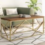 Golden stainless steel and solid wood coffee table by , Coffee table - Ref: Foro24-349942, Price: 151,86 €, Discount: %