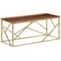 Golden stainless steel and solid wood coffee table by , Coffee table - Ref: Foro24-349942, Price: 151,86 €, Discount: %