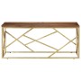 Golden stainless steel and solid wood coffee table by , Coffee table - Ref: Foro24-349942, Price: 151,86 €, Discount: %