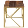 Golden stainless steel and solid wood coffee table by , Coffee table - Ref: Foro24-349942, Price: 151,86 €, Discount: %