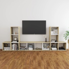 Wohnzimmermöbel 5 Stk. Holzwerkstoff weiß und Sonoma Eiche von , TV-Möbel - Ref: Foro24-3080002, Preis: 172,99 €, Rabatt: %