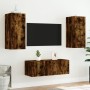 Muebles TV pared con LED 4 pzas madera ingeniería roble ahumado de , Muebles TV - Ref: Foro24-3216808, Precio: 158,63 €, Desc...