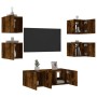 Muebles TV pared con LED 6 pzas madera ingeniería roble ahumado de , Muebles TV - Ref: Foro24-3216815, Precio: 177,99 €, Desc...