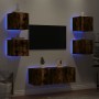 Muebles TV pared con LED 6 pzas madera ingeniería roble ahumado de , Muebles TV - Ref: Foro24-3216815, Precio: 177,99 €, Desc...